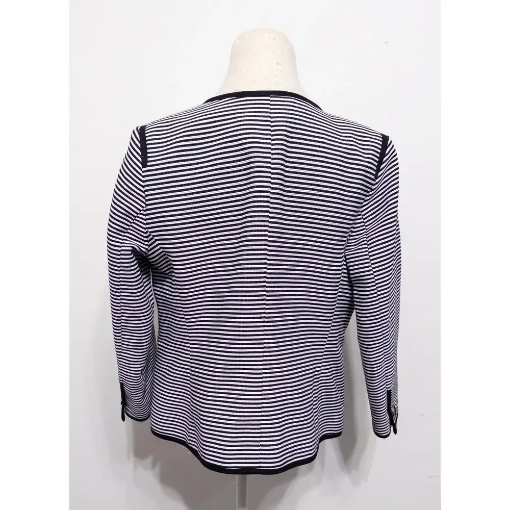 Talbots womens striped jacket‎ sz 10P office casual workwear layers coastal